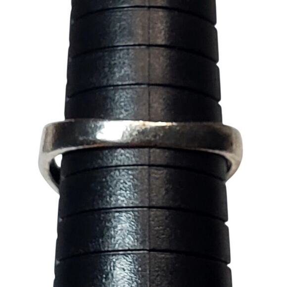 Silver Tone Ring Sz 10 Unsigned Light Blue Cabochon Chunky - Picture 4 of 5